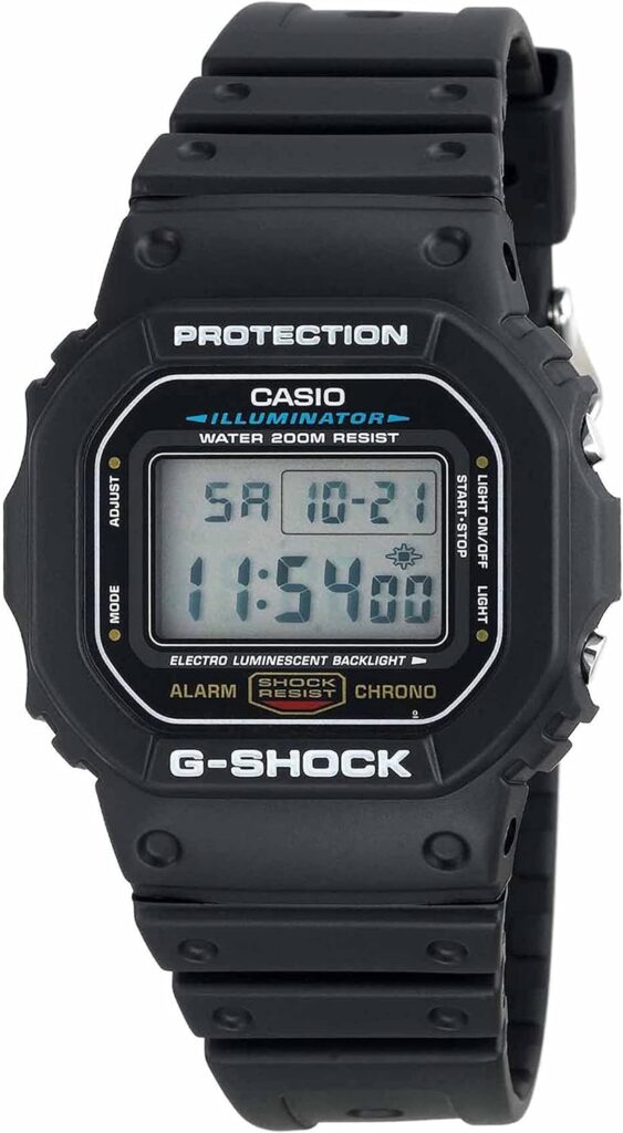 Casio Mens G-Shock Quartz Watch with Resin Strap, Black, 20 (Model: DW5600E-1V)